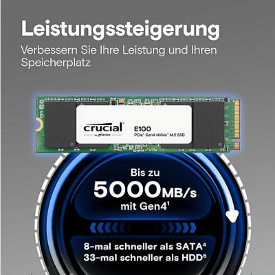 Disco duro SSD interno 1 TB - CRUCIAL E100, Interno, Negro