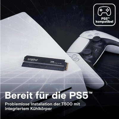 Disco duro SSD interno 1 TB - CRUCIAL Isco duro interno solido ssd crucial t500 1tb pcie nvme 4.0 x4 con hs, Interno, Not available