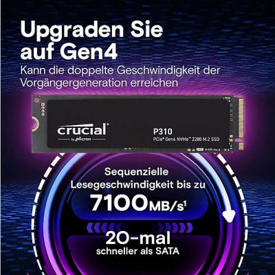 Disco duro SSD interno 1 TB - CRUCIAL P310 NVMe, Interno, Negro