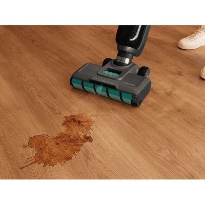 Fregona eléctrica - Cecotec FreeGo Wash&Vacuum Spray, Aspira y friega, 250 W, 700 ml, 35 min, Spray integrado, Incluye base de autolimpieza, Negro