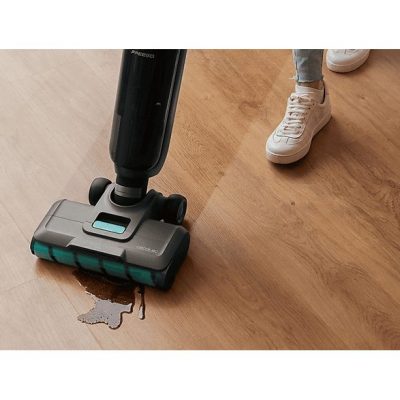 Fregona eléctrica - Cecotec FreeGo Wash&Vacuum Spray, Aspira y friega, 250 W, 700 ml, 35 min, Spray integrado, Incluye base de autolimpieza, Negro