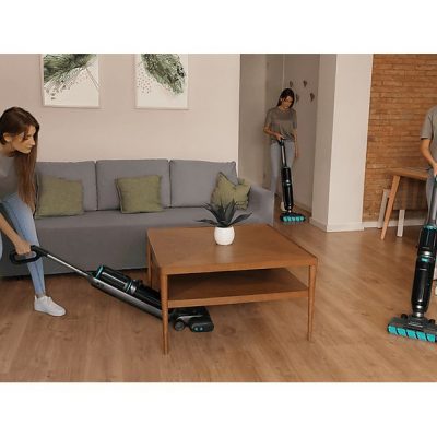 Fregona eléctrica - Cecotec FreeGo Wash&Vacuum Spray, Aspira y friega, 250 W, 700 ml, 35 min, Spray integrado, Incluye base de autolimpieza, Negro