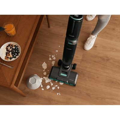 Fregona eléctrica - Cecotec FreeGo Wash&Vacuum Spray, Aspira y friega, 250 W, 700 ml, 35 min, Spray integrado, Incluye base de autolimpieza, Negro