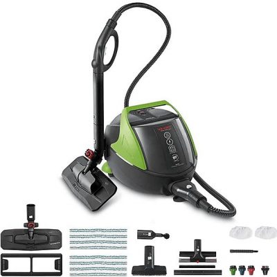Limpiador de vapor - Polti Vaporetto Pro 95 Turbo Flexi, 1.3 l, 1100 W, 5 bares, Negro y Verde