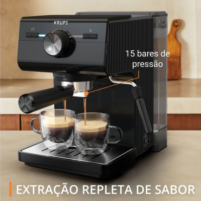 Cafetera KRUPS Authentic XP381810 (15 Bar - Negro)