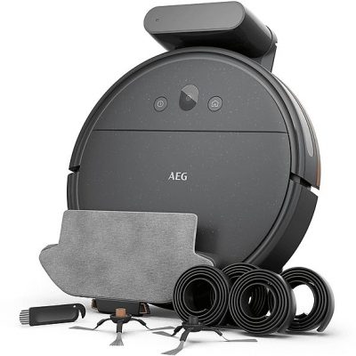 Robot aspirador - AEG AR61UW1DG, 14,4 V, Depósito 0,2 l, Autonomía 90 min, Gris Oscuro