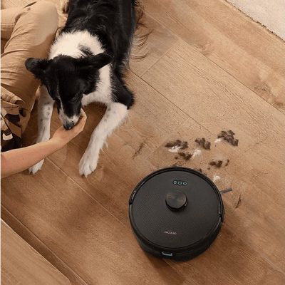 Robot aspirador - CECOTEC A01_EU01_114518, 35 W, Potencia de succión 20 kPa, Depósito 400 ml, Autonomía 180 min, Negro