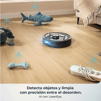 Robot aspirador - Cecotec Conga Y100 Spin AI, 20000 Pa, 220 m², Navegación láser, Autovaciado, Especial mascotas, Negro