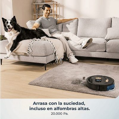 Robot aspirador - Cecotec Conga Y100 Spin AI, 20000 Pa, 220 m², Navegación láser, Autovaciado, Especial mascotas, Negro