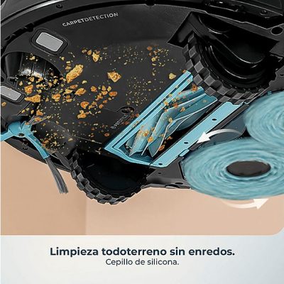 Robot aspirador - Cecotec Conga Y100 Spin AI, 20000 Pa, 220 m², Navegación láser, Autovaciado, Especial mascotas, Negro