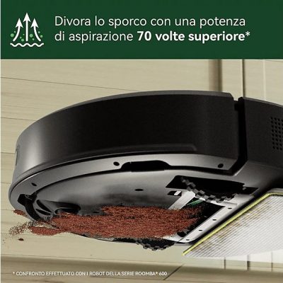 Robot aspirador - IROBOT 105 Combo, 120 W, Potencia de succión 7 kPa, Depósito 400 ml, Autonomía 120 min, Negro