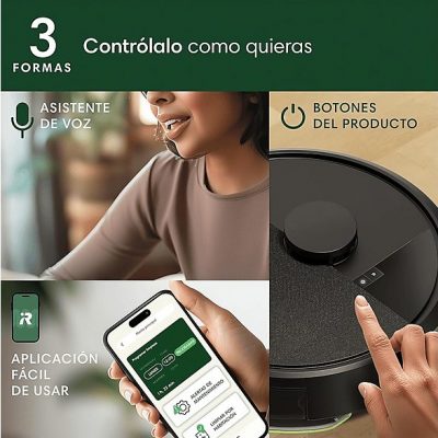 Robot aspirador - IROBOT Roomba 105 Combo Robot + AutoEmpty, 120 W, Potencia de succión 7 kPa, Depósito 0,24 l, Autonomía 120 min, Negro