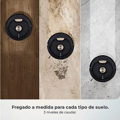Robot friegasuelos - Cecotec Conga M100 Spin AI, Navegación inteligente IA, Programable, Negro