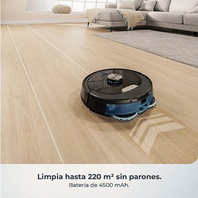 Robot friegasuelos - Cecotec Conga M100 Spin AI, Navegación inteligente IA, Programable, Negro