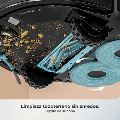 Robot friegasuelos - Cecotec Conga M100 Spin AI, Navegación inteligente IA, Programable, Negro