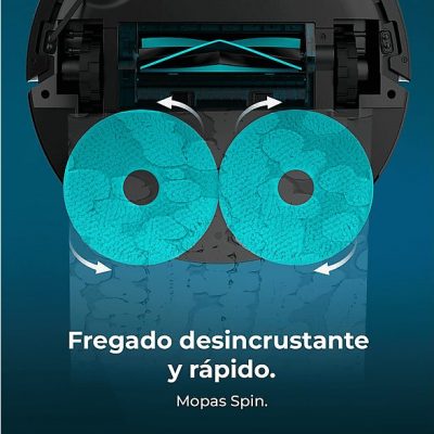 Robot friegasuelos - Cecotec Conga X50, 50 W, 240 min autonomía, Navegación láser, Fregado spin, 15000 Pa, Negro
