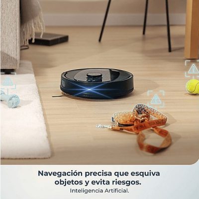Robot friegasuelos - Cecotec Conga Y80, Navegación inteligente, Programable, 13000 Pa succión, Base de 2,5L, Cepillo para mascotas, Negro