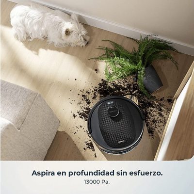 Robot friegasuelos - Cecotec Conga Y80, Navegación inteligente, Programable, 13000 Pa succión, Base de 2,5L, Cepillo para mascotas, Negro