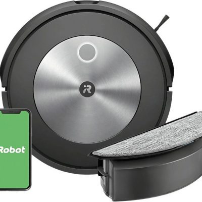 Robot friegasuelos - IROBOT J517840 MPN, 33 W, Potencia de succión 30 W, Depósito 389 ml, Autonomía 72 min, Grafito